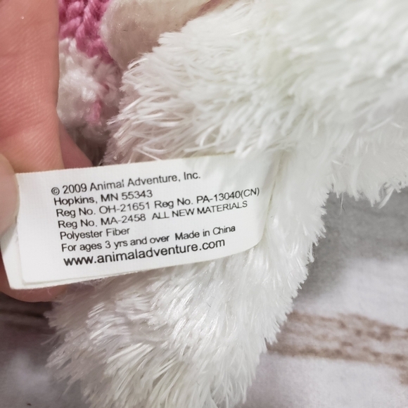 Animal Adventure Silky White Bunny Rabbit Pink Tulip Sweater 5 Inch Plush Toy 09 - Picture 7 of 9